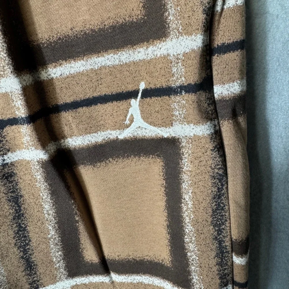 Jordan‎ Essentials Plaid Fleece Pants Brown FV7462-223 Mens Medium NEW